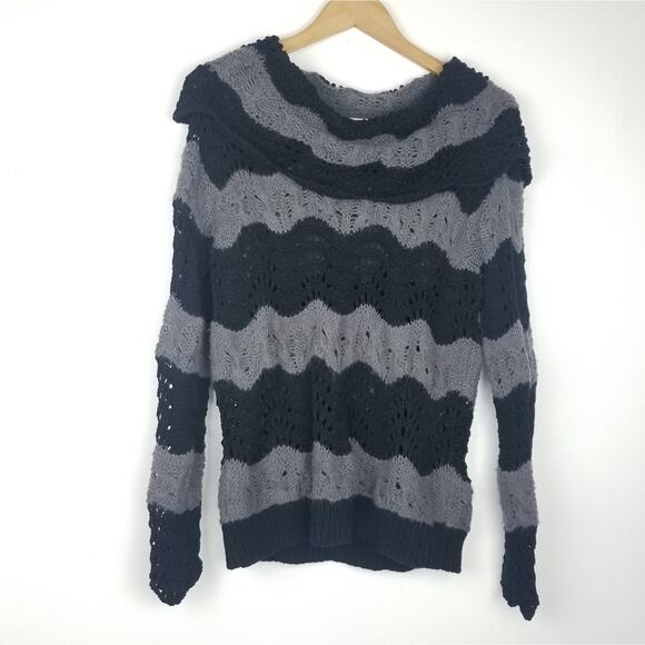 Sun & Shadow | Cowl Neck Knit Sweater Blk Gray S - Picture 1 of 8